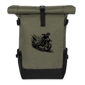 Matsch Offroad Enduro Abenteuer Zeichnung - Rolltop Rucksack - Olive/Schwarz - Vorne