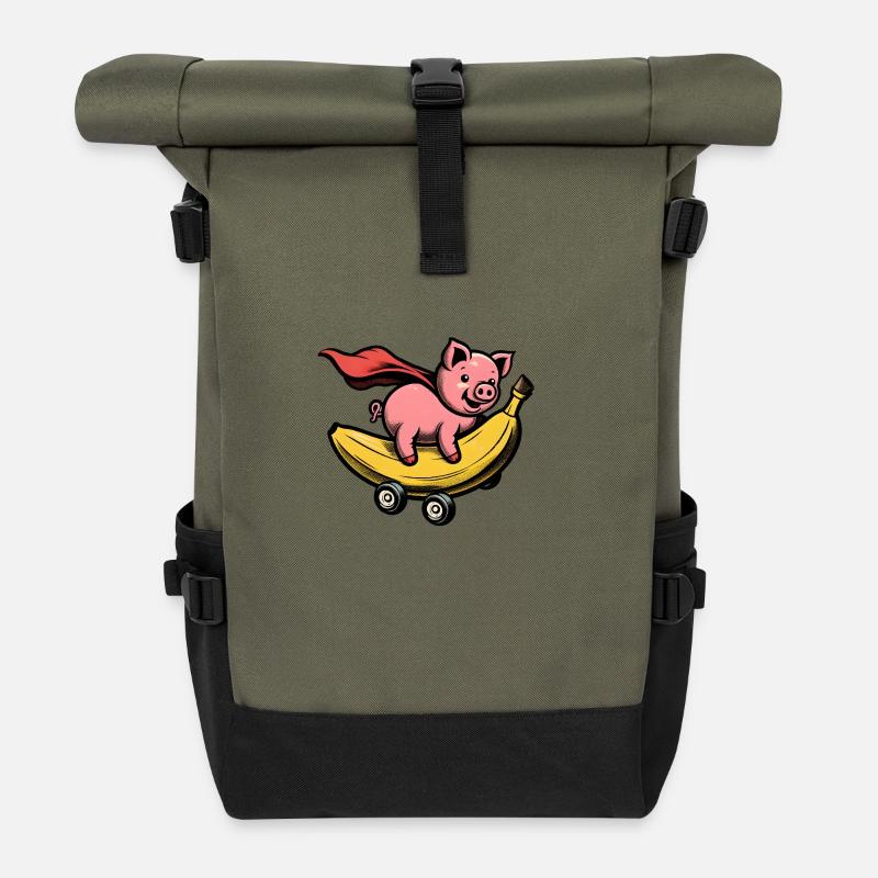 pigman - Roll Top Backpack - olive/black