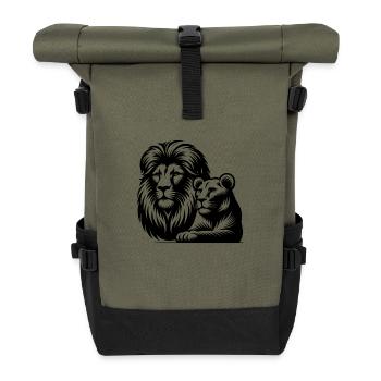 Puissant grand félin lion avec style portrait lionne - Sac à dos roll top - olive/noir - Devant