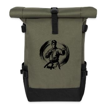 Asiatische Kampfkunst Selbstverteidigung Karate - Rolltop Rucksack - Olive/Schwarz - Vorne