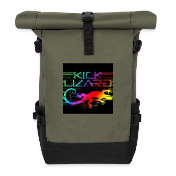 KICK LIZARD LOGO RAINBOW BLACK - Roll Top Backpack - olive/black - Front