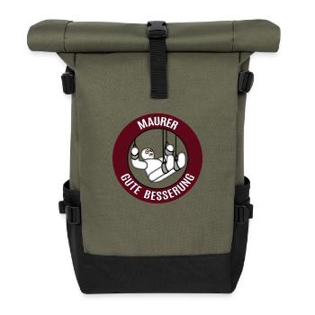 Gute Besserung Maurer Alles Gute Gesundheit - Rolltop Rucksack - Olive/Schwarz - Vorne