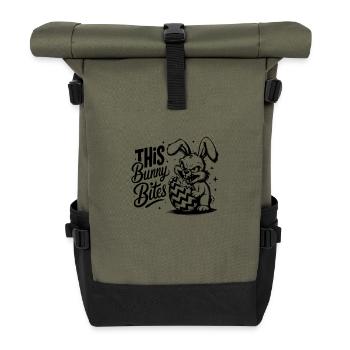 This Bunny Bites - Rolltop Rucksack - Olive/Schwarz - Vorne