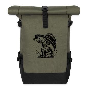 Zander elegant predatory fish for night fishing fans - Roll Top Backpack - olive/black - Front