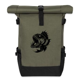 Albtraumhafte Meereskreatur schreckliche Zähne - Rolltop Rucksack - Olive/Schwarz - Vorne
