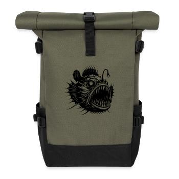 Mystischer Anglerfisch schauriger Tiefsee Jäger - Rolltop Rucksack - Olive/Schwarz - Vorne
