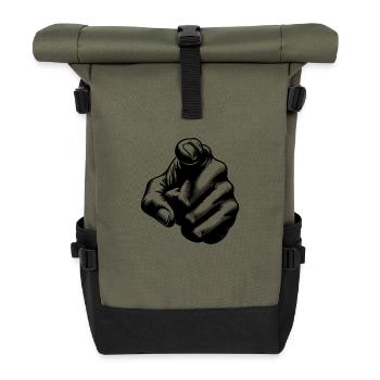 Blickfang Zeigefinger als Handgeste - Rolltop Rucksack - Olive/Schwarz - Vorne