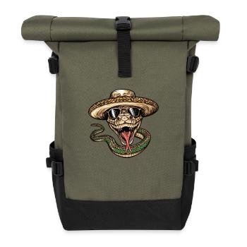 Serpent Cobra Bande Dessinée Drôle Sombrero - Sac à dos roll top - olive/noir - Devant