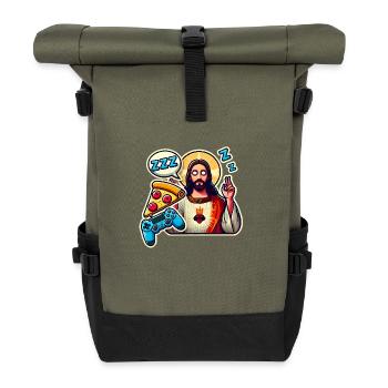 Pixel Gamer Life Manger Dormir Respawn - Sac à dos roll top - olive/noir - Devant