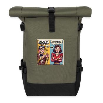 L'art de survivre en accord avec sa femme - Sac à dos roll top - olive/noir - Devant