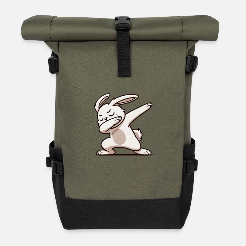 hase rabbit dabbing - Rolltop Rucksack - Olive/Schwarz