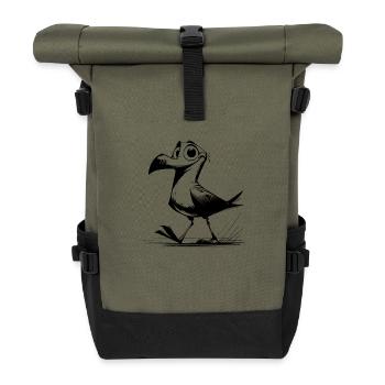 Funny bird with an eye for nonsense - Roll Top Backpack - olive/black - Front