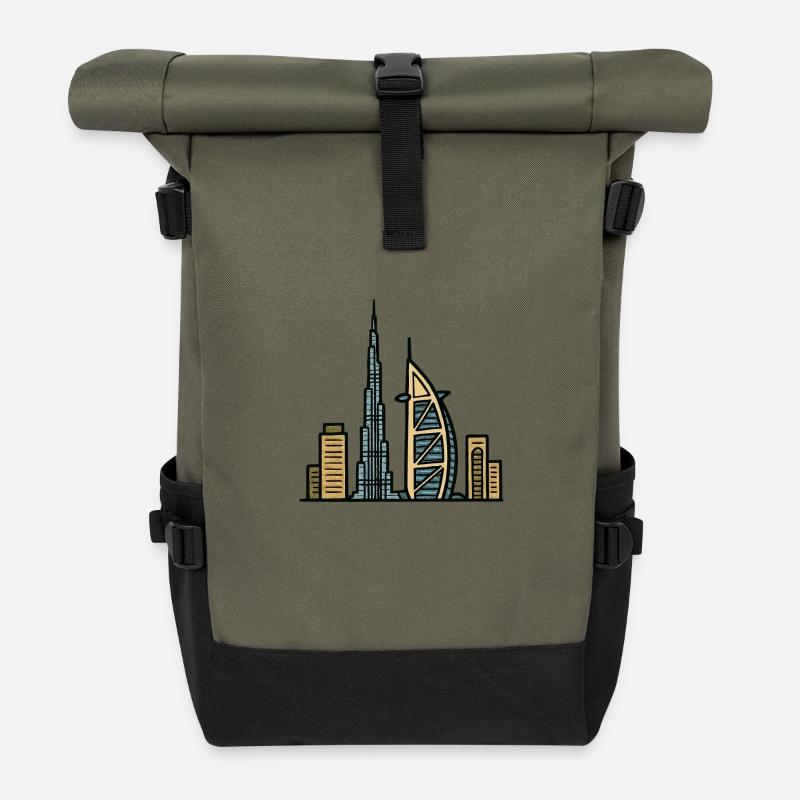 dubai skyline - Rolltop Rucksack - Olive/Schwarz
