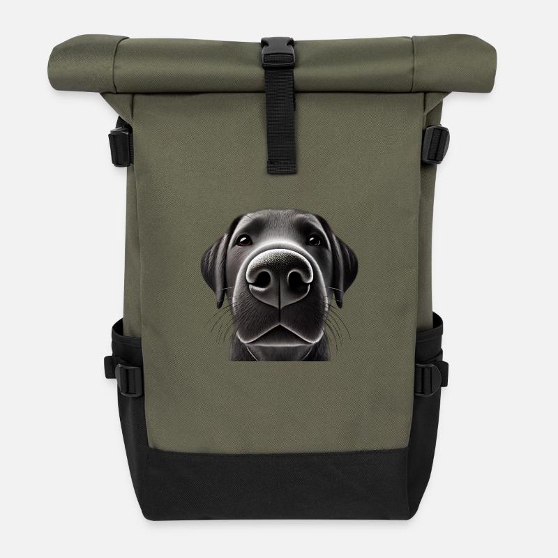 Dog Head 7 black - Roll Top Backpack - olive/black