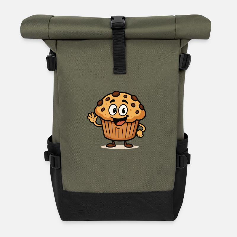 muffin comic - Rolltop Rucksack - Olive/Schwarz