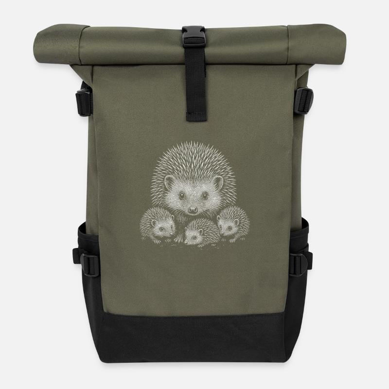 Hérisson - Sac à dos roll top - olive/noir