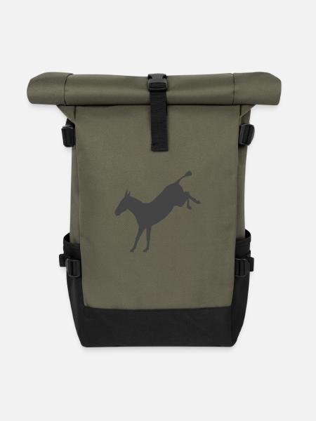 Rebellischer Esel - Rolltop Rucksack - Olive/Schwarz