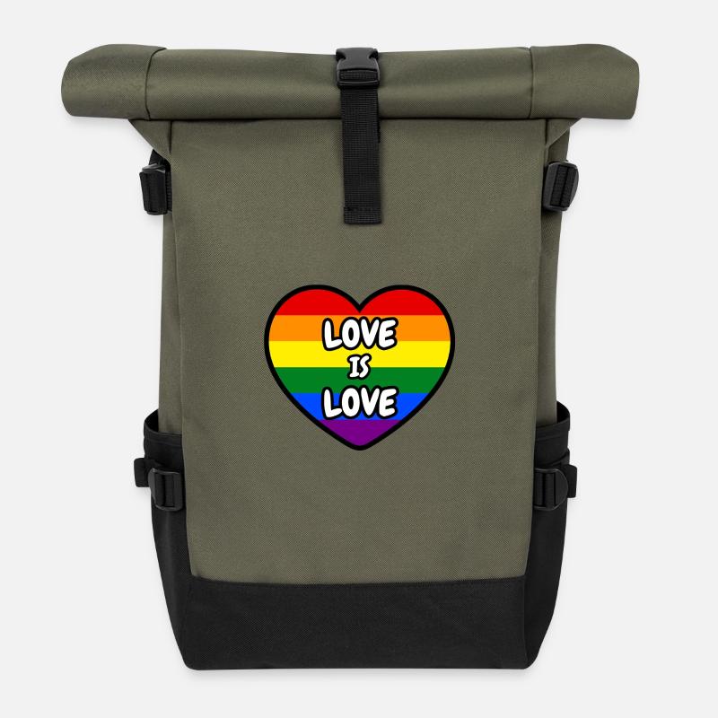 love is love - Roll Top Backpack - olive/black