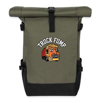 Truck Fump – Satire on Wheels - Roll Top Backpack - olive/black - Front