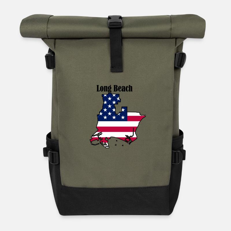 Langer Strand - Rolltop Rucksack - Olive/Schwarz