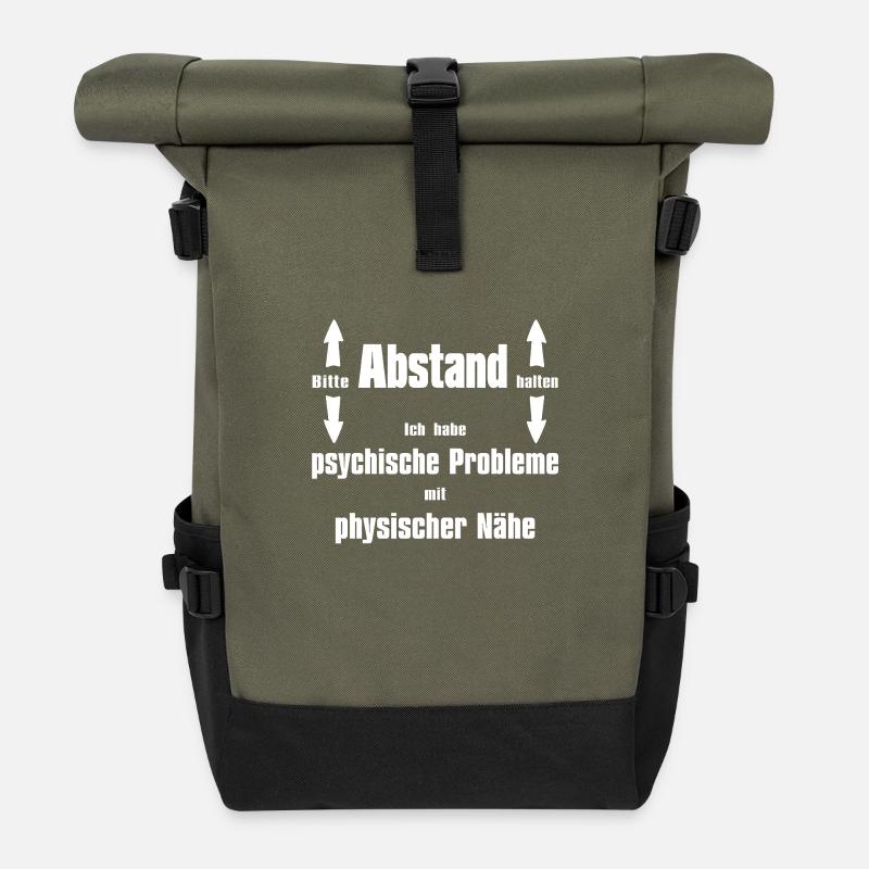 Bitte Abstand halten - Rolltop Rucksack - Olive/Schwarz