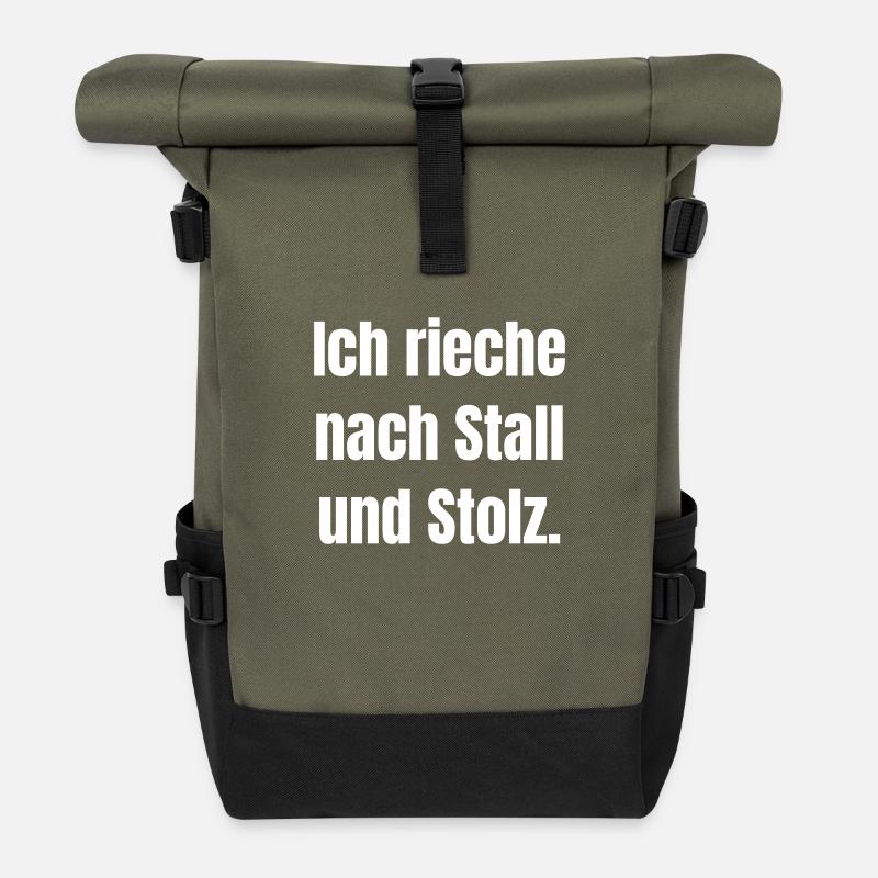 Ich rieche nach Stall und Stolz. - Rolltop Rucksack - Olive/Schwarz
