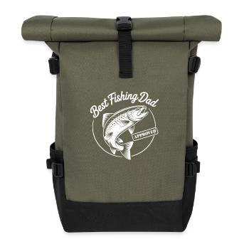 Bester Angelpapa Best Fishing Dad Approved - Roll Top Backpack - olive/black - Front