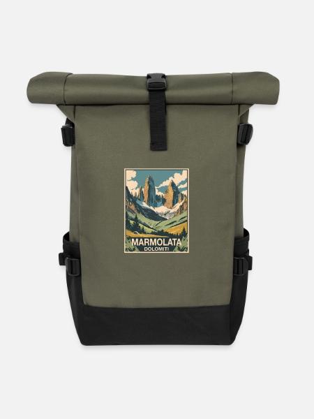 Marmolata Dolomiten - Rolltop Rucksack - Olive/Schwarz