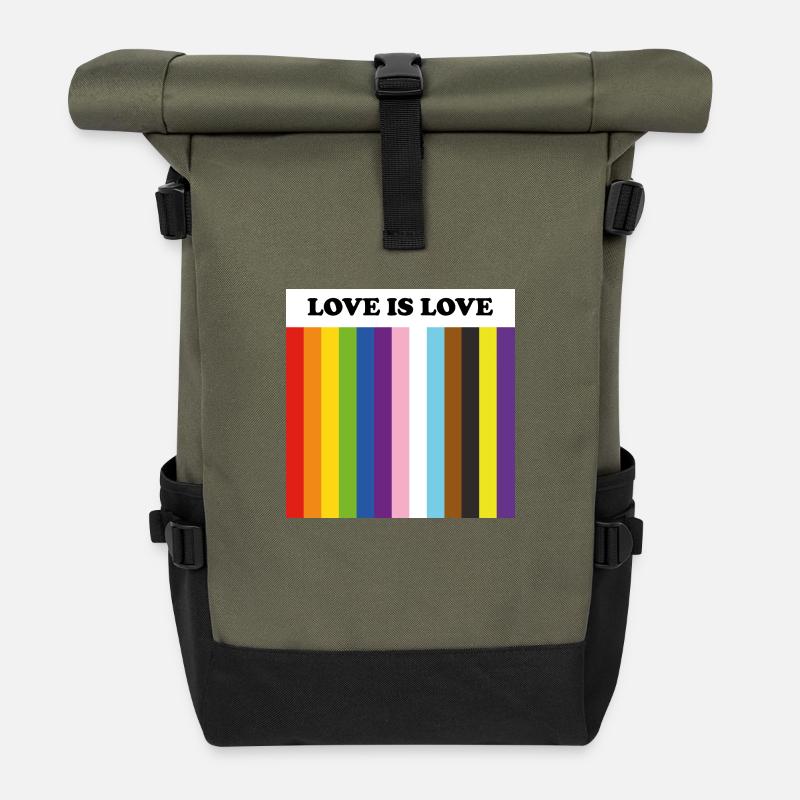 Fierté inclusive : l’amour, c’est l’amour - Sac à dos roll top - olive/noir