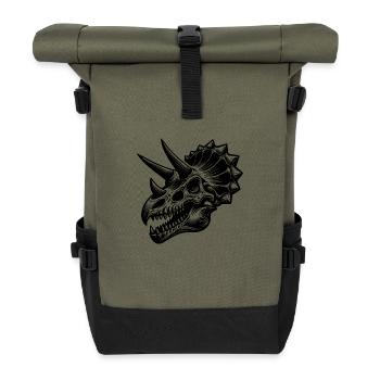 Triceratops - Croquis de tête de dinosaure - Sac à dos roll top - olive/noir - Devant