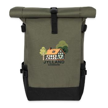 Juetland half-timbered house with trees - Roll Top Backpack - olive/black - Front