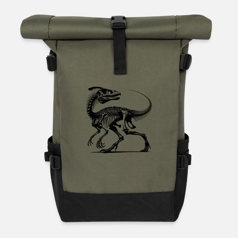 Raptor Dino - Ich bin nicht alt – ich bin Fossil - Rolltop Rucksack - Olive/Schwarz