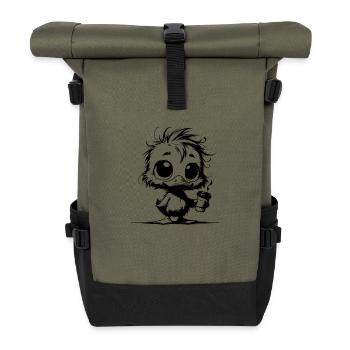 Duck on caffeine present when the cup is empty - Roll Top Backpack - olive/black - Front