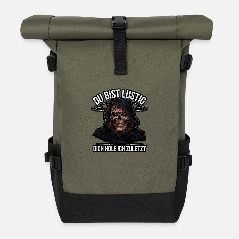 You're Funny – Grim Reaper Humor - Roll Top Backpack - olive/black