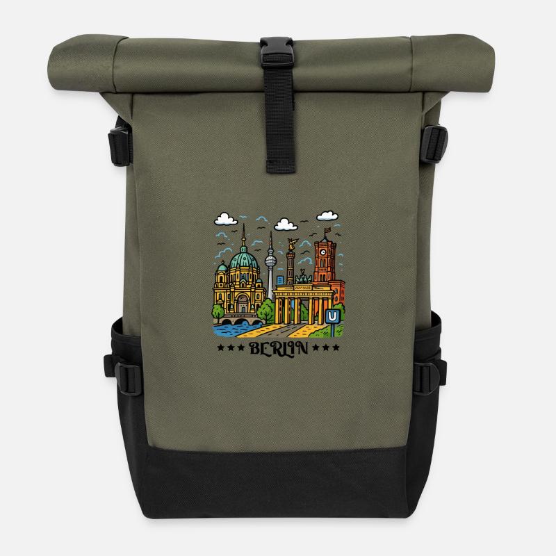 berlin stadt - Rolltop Rucksack - Olive/Schwarz