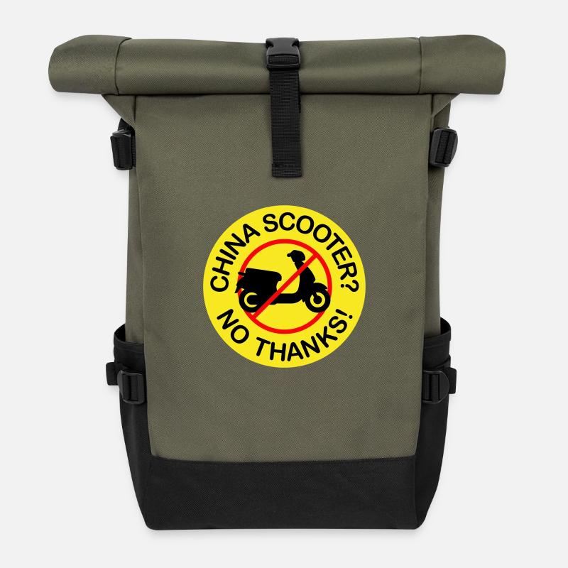 China Scooter? No Thanks! (3-color) - Roll Top Backpack - olive/black