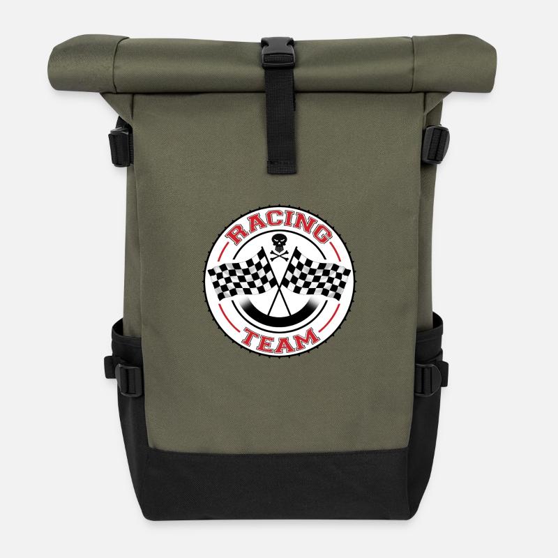 racing team - Rolltop Rucksack - Olive/Schwarz