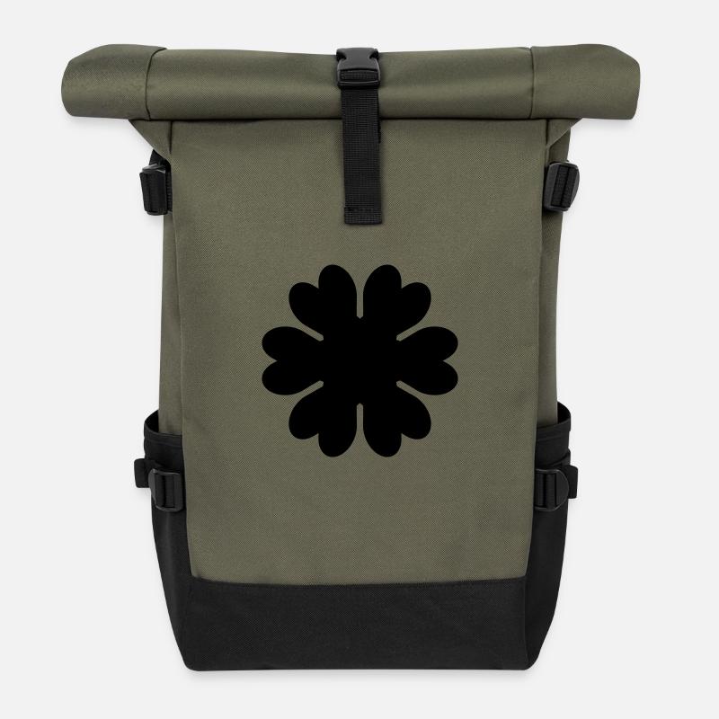 Flower,Leaf,Nature - Roll Top Backpack - olive/black