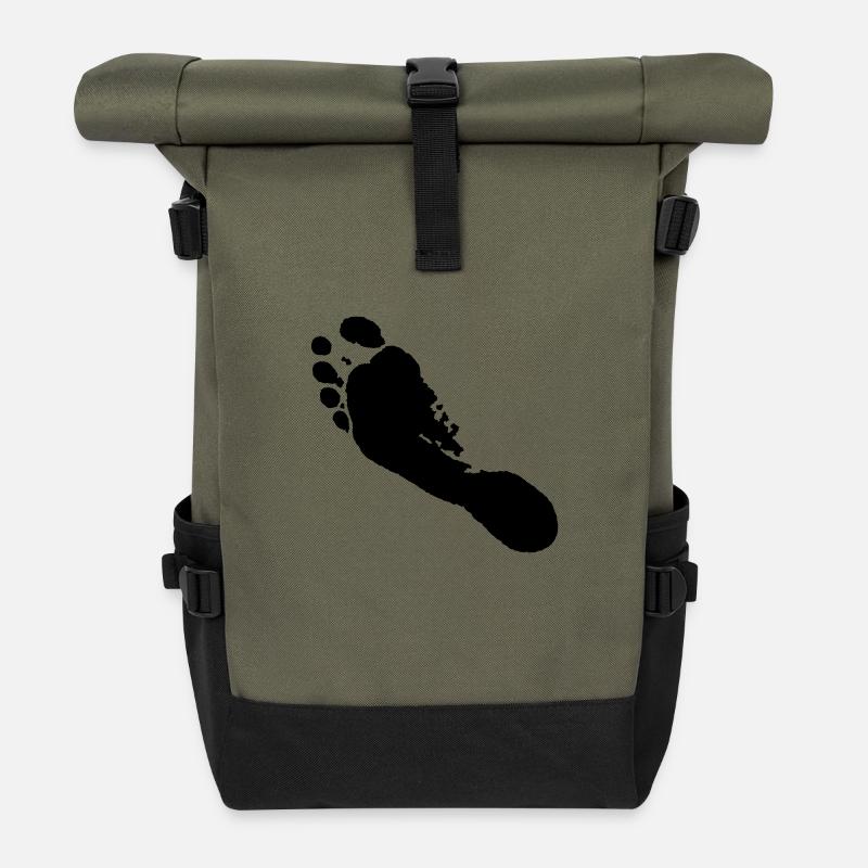 Pieds nus gauche (empreinte) / pieds nus gauche - Sac à dos roll top - olive/noir