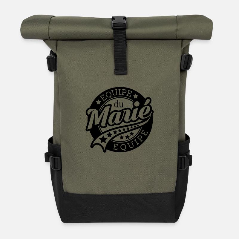 équipe du marié (vers.5) - Sac à dos roll top - olive/noir