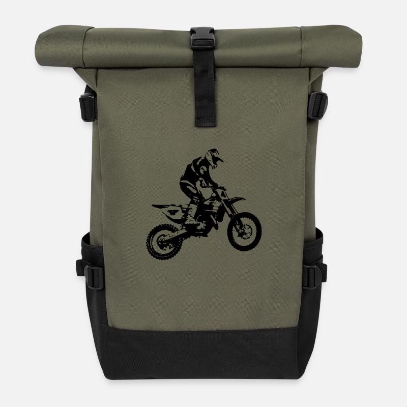 Moto Cross - Roll Top Backpack - olive/black