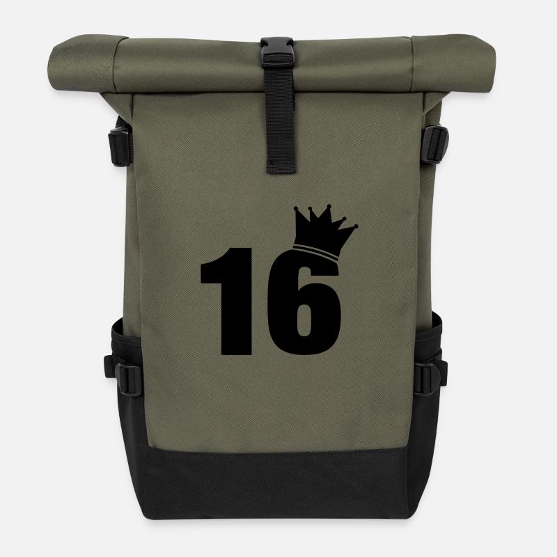 16_krone_f1 - Rolltop Rucksack - Olive/Schwarz
