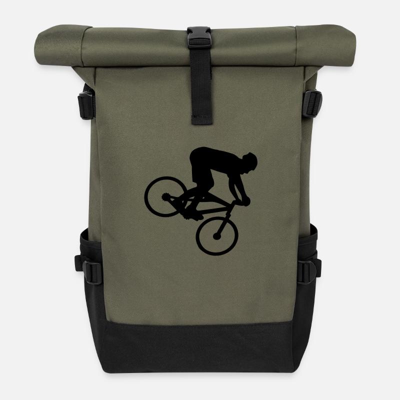 downhill mtb mountain biker - Sac à dos roll top - olive/noir