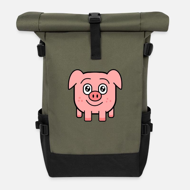 square pig - Roll Top Backpack - olive/black