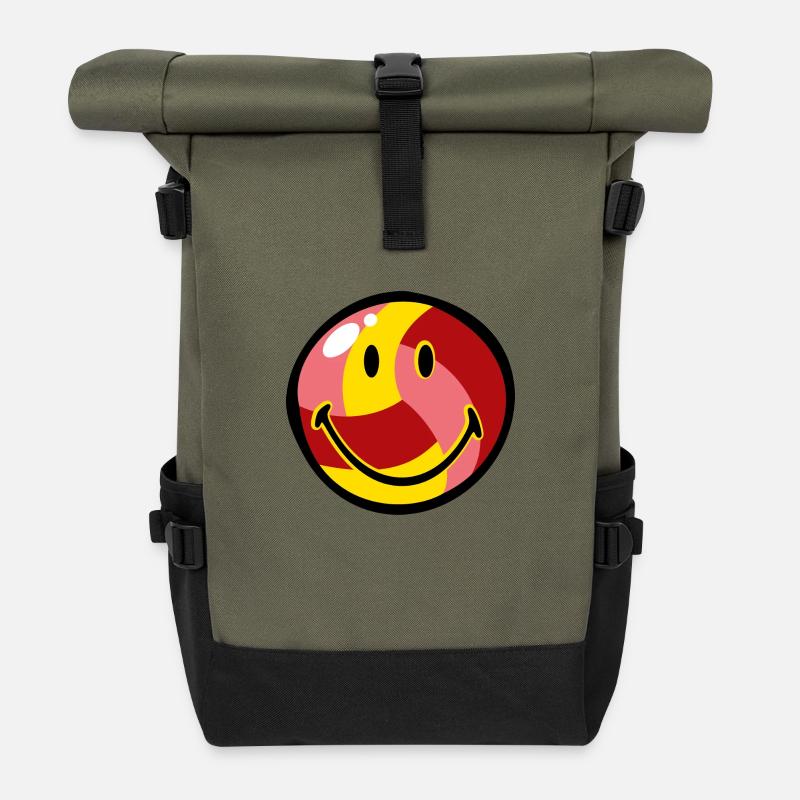 Smiley Beach Volleyball - Rolltop Rucksack - Olive/Schwarz