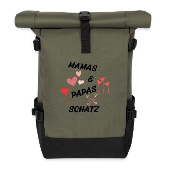 Mamas und Papas Schatz - Rolltop Rucksack - Olive/Schwarz - Vorne