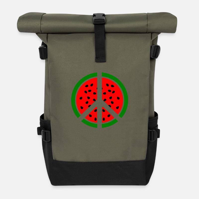 Wassermelone peace symbol - Rolltop Rucksack - Olive/Schwarz