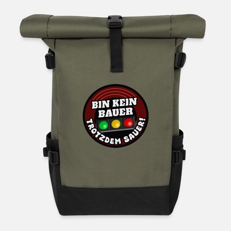 Bin kein Bauer trotzdem Sauer ! - Rolltop Rucksack - Olive/Schwarz