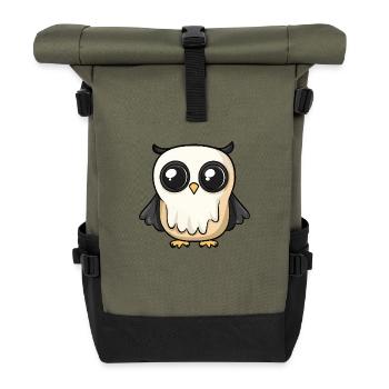 hibou Halloween bande dessinée fantôme - Sac à dos roll top - olive/noir - Devant