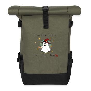 Halloween Ghost with Books - Roll Top Backpack - olive/black - Front